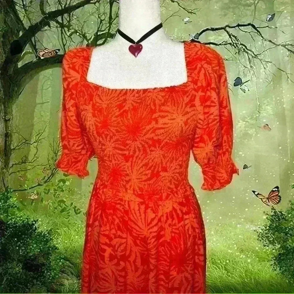 NWT Betsey Johnson Orange Boho Maxi Dress - Picture 2 of 10